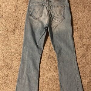 MOTHER Denim. High-rise. Hustler ankle fray. Light Blue Denim size 24.